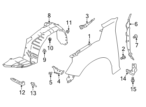 2019 Nissan Altima Fender & Components, Exterior Trim PROTCT Front Fender L Diagram for 63841-6CA0A