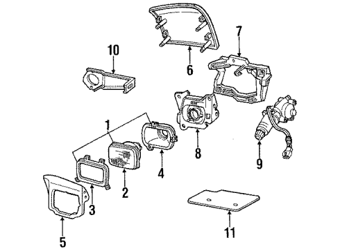 1989 Buick Reatta Headlamps Housing Pkg-Headlamp RH Diagram for 16510110