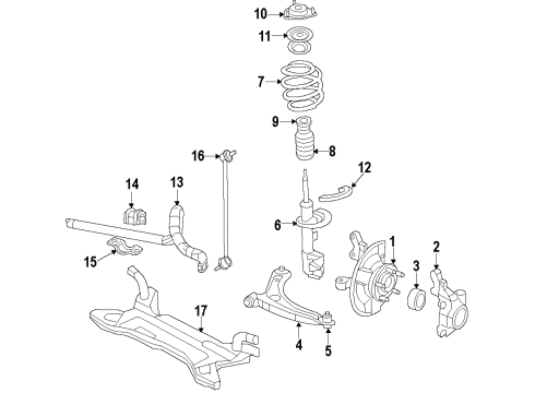 2011 Dodge Caliber Front Suspension, Lower Control Arm, Stabilizer Bar, Suspension Components *STRUT-FRONTSUSPENSION Diagram for 5105170AH