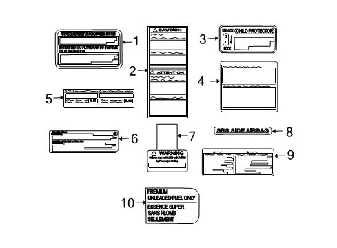 2003 Pontiac Vibe Information Labels Info Label Diagram for 88969157