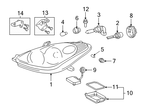 2002 Lexus ES300 Headlamps Headlamp Unit Assembly, Right Diagram for 81130-33450