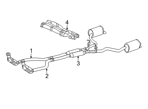 2005 Ford Thunderbird Exhaust Components Muffler & Pipe Diagram for 4W6Z-5230-AA