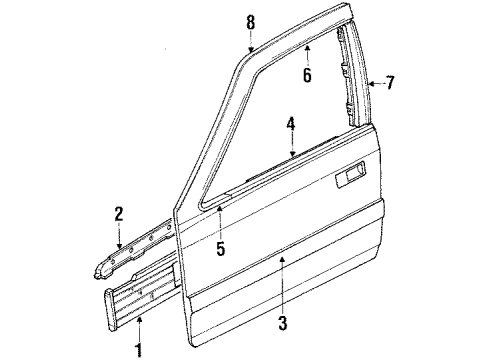 1990 Acura Legend Front Door Mirror Assembly, Passenger Side Door (Olympia White) Diagram for 76200-SD4-C02ZA