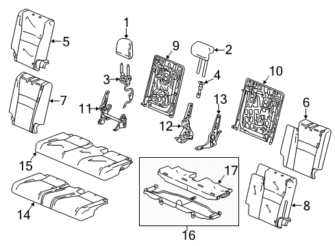 2016 Honda Pilot Third Row Seats Pad, Rear Seat Cushion Diagram for 82132-TG7-A01