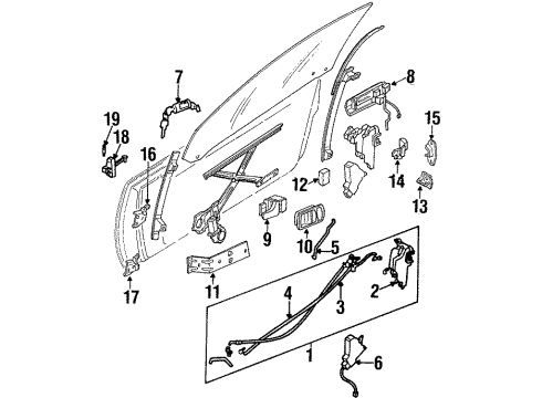 1991 Nissan 300ZX Door & Components Front Door Outside Handle Assembly, Right Diagram for 80606-30P00
