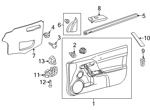 2015 Scion tC Door & Components Switch Panel Diagram for 74231-21100-B0