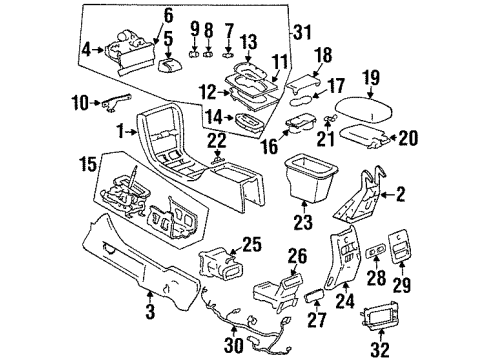 1999 Cadillac Eldorado Center Console CONSOLE, Floor Console Diagram for 12480731