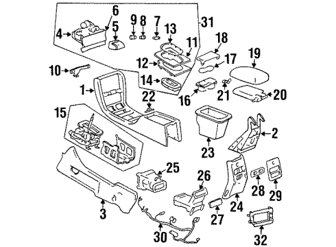 1996 Cadillac Eldorado Center Console Cover, Front Floor Rear Console *Shale Diagram for 12537842