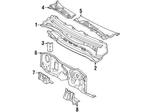 2002 Mercury Grand Marquis Cowl Dash Panel Diagram for 1W7Z5401610AA