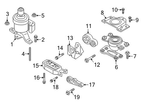 2017 Lincoln Continental Engine & Trans Mounting Transmission Mount Bracket Mount Bolt Diagram for -W711684-S439