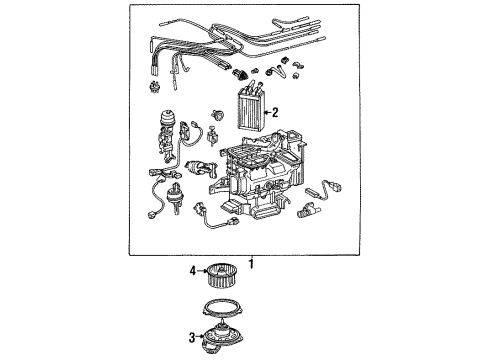 1988 Toyota Cressida Heater Components Heater Assembly Diagram for 87150-22332
