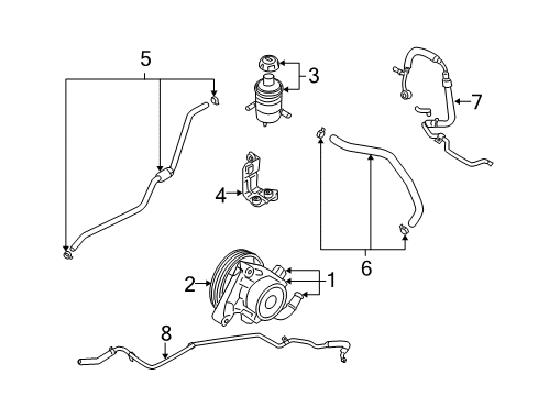 2008 Hyundai Santa Fe P/S Pump & Hoses, Steering Gear & Linkage Pump Assembly-Power Steering Oil Diagram for 57100-0W500
