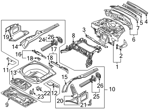 2007 BMW 650i Rear Body Cross Member, Rollover Bar Diagram for 41137128979