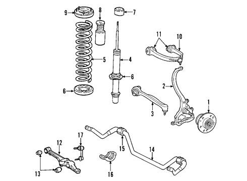 2008 Dodge Charger Front Suspension Components, Lower Control Arm, Upper Control Arm, Stabilizer Bar Shock-Suspension Diagram for 4782643AD