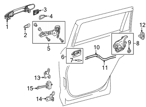 2022 Toyota Venza Lock & Hardware Handle Base Diagram for 69204-48070