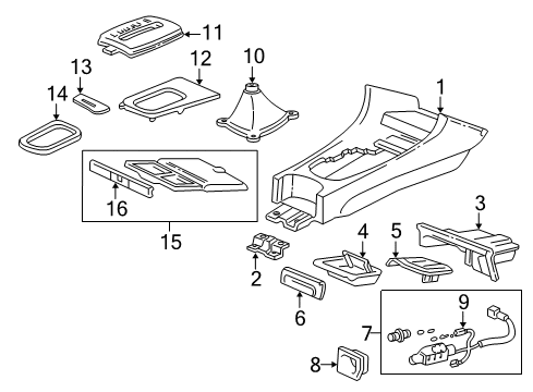 1996 Acura Integra Center Console Escutcheon, Console Diagram for 54711-ST7-A82