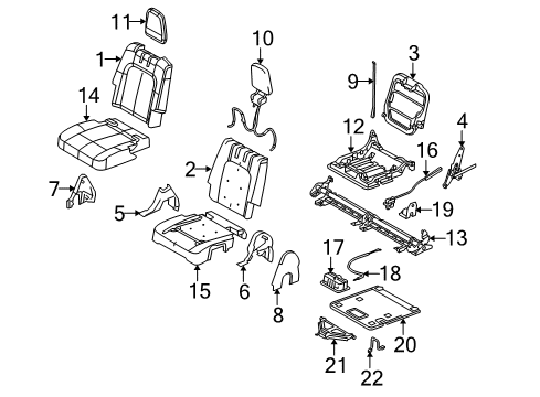 2012 Lincoln MKT Third Row Seats Seat Cushion Pad Diagram for AE9Z-7463841-C