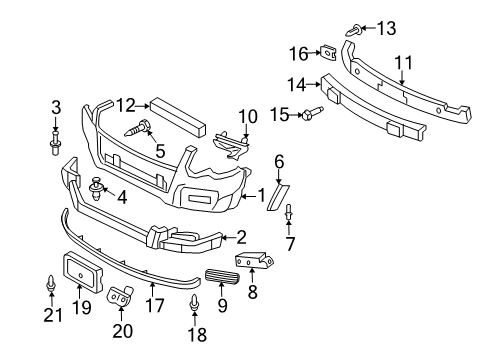 2009 Ford Explorer Sport Trac Front Bumper Bumper Bracket Diagram for 6L2Z-17E814-AA