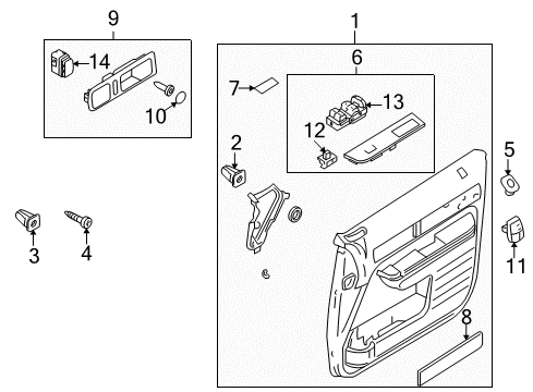 2007 Lincoln MKX Front Door Lock Switch Diagram for 6H6Z-14028-AAA