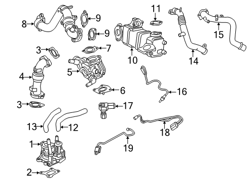 2018 Chevrolet Silverado 2500 HD Powertrain Control Lower Oxygen Sensor Diagram for 12657188