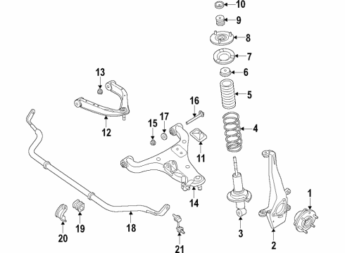 2017 Nissan Titan Front Suspension Components, Lower Control Arm, Upper Control Arm, Stabilizer Bar Rod Assembly-Connecting, STABILIZER Diagram for 54618-EZ10A