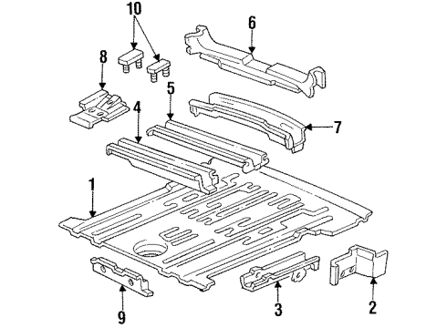 1998 Mercury Villager Rear Floor & Rails Rear Floor Pan Diagram for F8XZ1211215BA