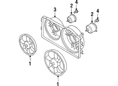 1996 Ford Probe Cooling System, Radiator, Water Pump, Cooling Fan Fan Shroud Diagram for F32Z8146B