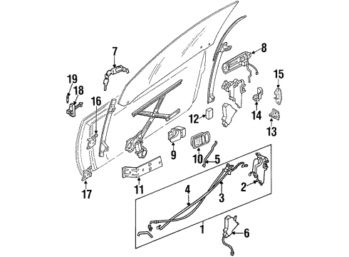 1993 Nissan 300ZX Door & Components Front Right (Passenger-Side) Door Lock Actuator Diagram for 80500-45P00