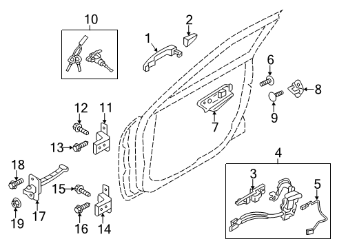 2015 Hyundai Veloster Front Door Door Handle Assembly, Exterior, Right Diagram for 82661-2V100