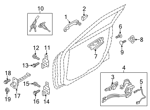 2015 Hyundai Veloster Front Door Door Handle Assembly, Exterior Diagram for 82651-2V000