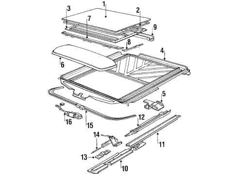 1993 BMW 750iL Sunroof Slipstream Deflector Diagram for 54128169814