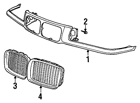 1996 BMW 318ti Grille & Components Front Panel Diagram for 41331977940