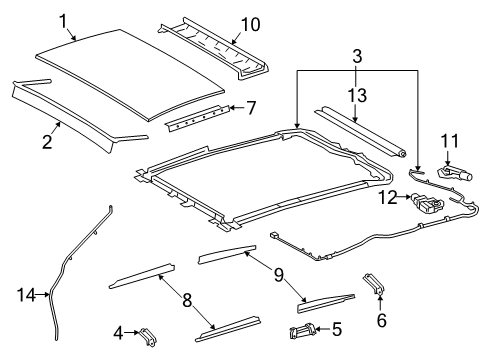 2020 Lexus ES350 Sunroof GARNISH, Sliding ROO Diagram for 63219-33060