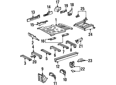 2002 Ford Windstar Floor & Rails Rear Floor Pan Diagram for 1F2Z-1611215-AA