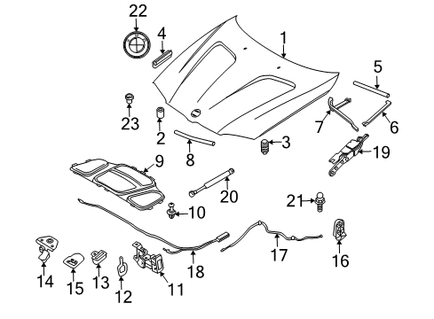2006 BMW X3 Hood & Components Hood Safety Catch Diagram for 51237034256