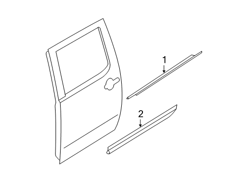 2017 Nissan Frontier Exterior Trim - Rear Door Moulding-Rear Door Outside, LH Diagram for 82821-EB000