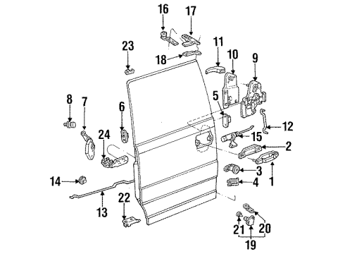 1994 Ford Aerostar Side Loading Door - Hardware Latch Assembly Diagram for F29Z-1126404-A