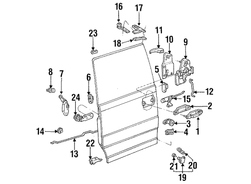 1994 Ford Aerostar Side Loading Door - Hardware Latch Diagram for F49Z-11264A32-A