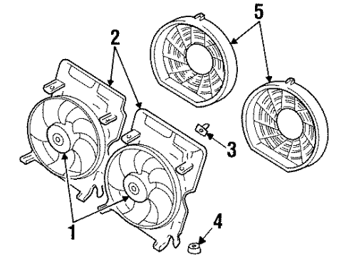 1998 Cadillac Catera A/C Condenser Fan Fan, Auxiliary Engine Coolant(Increase Motor) Diagram for 9157173