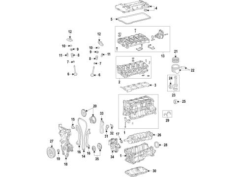 2018 Toyota C-HR Engine Parts, Mounts, Cylinder Head & Valves, Camshaft & Timing, Oil Pan, Oil Pump, Crankshaft & Bearings, Pistons, Rings & Bearings, Variable Valve Timing Piston Ring Set Diagram for 13011-37320