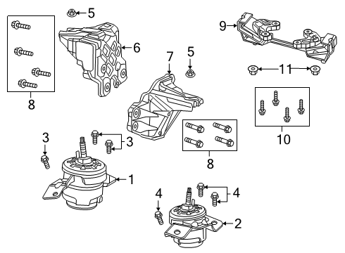 2022 Jeep Gladiator Engine & Trans Mounting Transmission Mount Diagram for 68328249AH