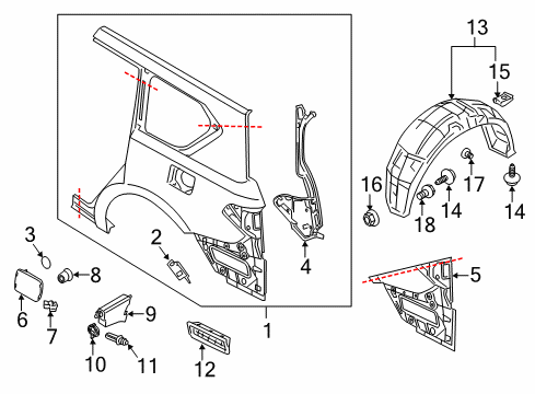 2017 Nissan Armada Quarter Panel & Components Pillar Assy-Back, LH Diagram for 77601-1LB0A