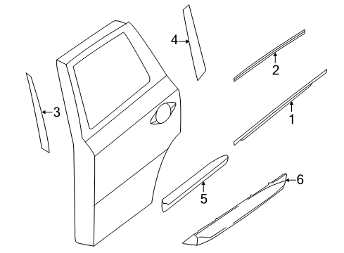 2015 Infiniti QX60 Exterior Trim - Rear Door Moulding-Rear Door Sash, Front LH Diagram for 82283-3JA0A