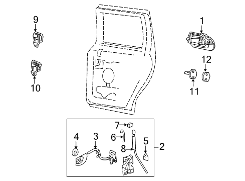 2003 Lincoln Navigator Rear Door - Lock & Hardware Handle, Outside Diagram for 7L7Z-7826604-AV