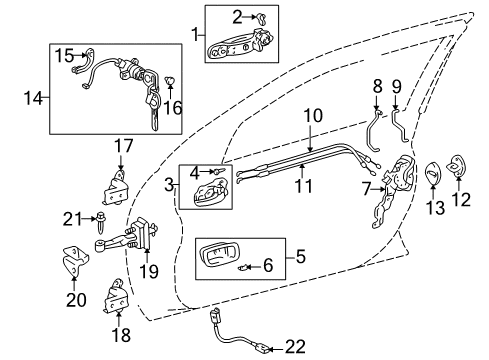 2004 Lexus IS300 Front Door - Lock & Hardware Front Door Outside Handle Assembly, Left Diagram for 69220-53010-E0