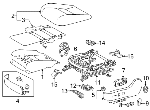 2015 Lexus NX200t Power Seats Shield, Front Seat Cushion Diagram for 71812-78030-C0