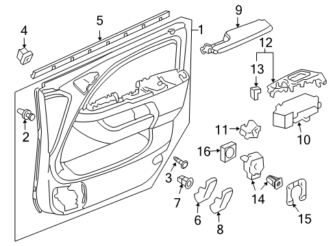 2006 Honda Odyssey Front Door Armrest Assembly, Right Front Door (Gray) Diagram for 83502-SHJ-A41ZC