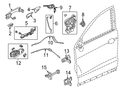 2013 Acura RDX Front Door Handle, Passenger Side (Basque Red Pearl Ii) Diagram for 72141-SZN-A11ZM