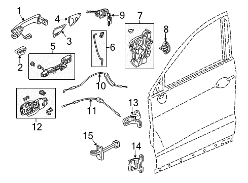 2013 Acura RDX Front Door Handle, Driver Side (Forged Silver Metallic Ii) Diagram for 72181-SZN-A11ZP