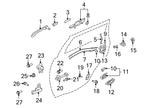 2007 Mitsubishi Outlander Rear Door Bolt-HEXAGON FLANGE Head Diagram for MF140223